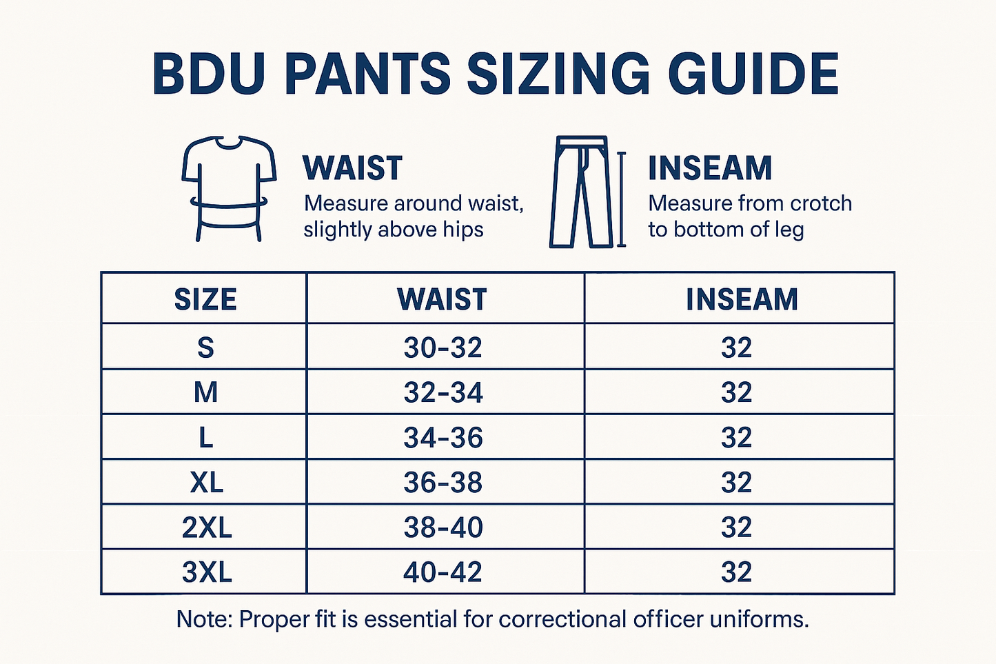 BDU Pants Sizing Guide - Final