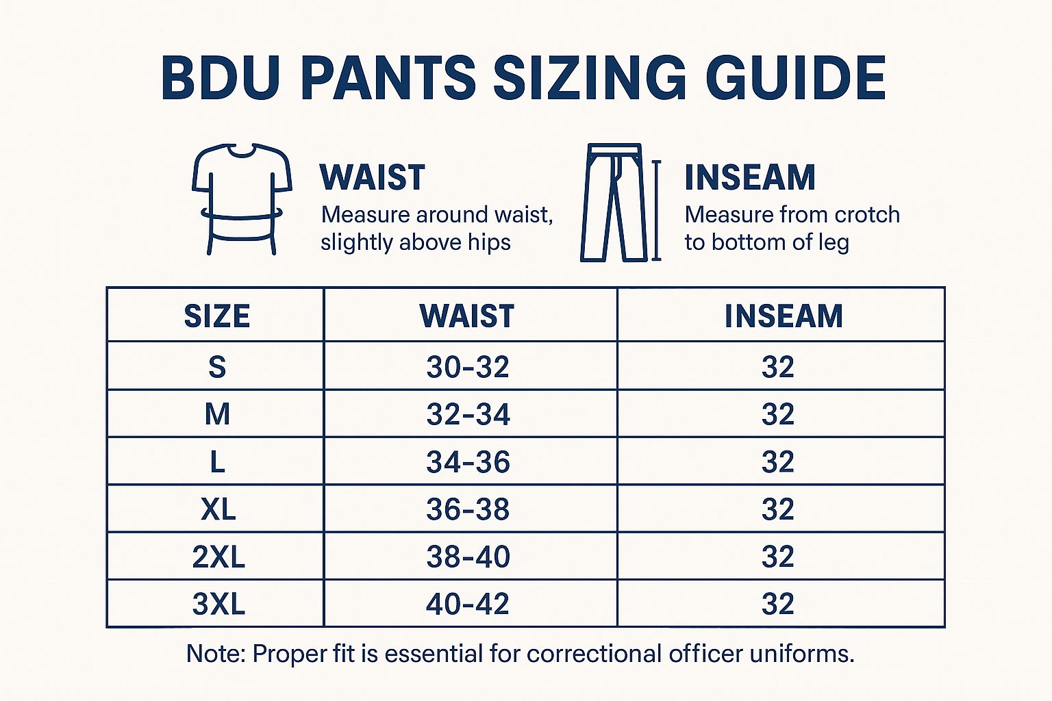 BDU Pants Sizing Guide - Final